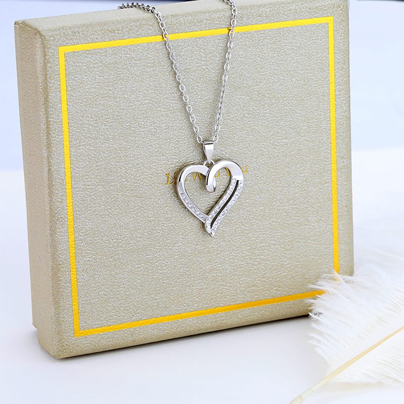 Colgante de corazón de amor de circonia cúbica personalizada para mujer, Collar de plata de ley 925