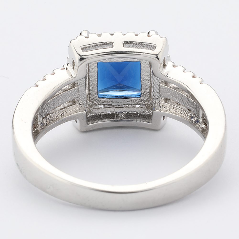 Anillo de Plata con Zafiro Azul para Hombre, Diseño de Una Piedra
