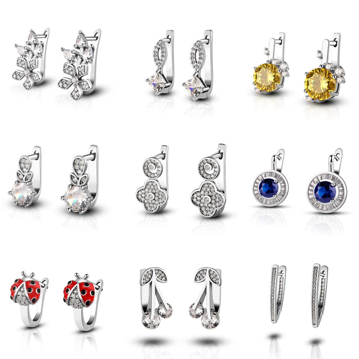 Pendientes de Halo con Circonita Redonda Azul, Plata 925 con Baño de Oro Blanco, Estilo Copo de Nieve, Ideales para Citas y Regalos