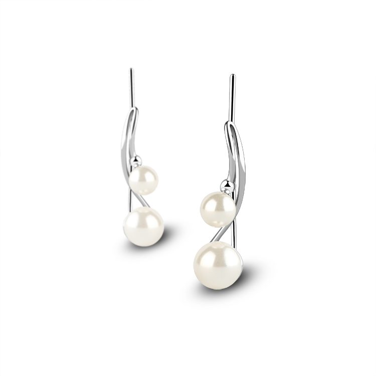 Joyería de moda al por mayor 925 plata esterlina Concha blanca perla Stud pendientes para mujeres niñas