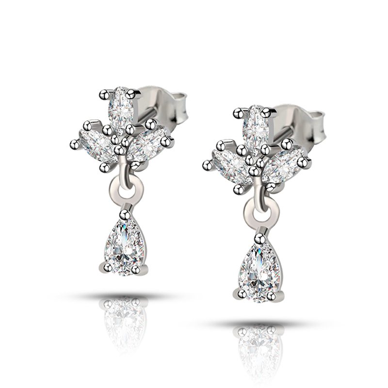 Pendientes de tuerca de Plata de Ley 925 CZ, regalo de joyería fina para mujer, uso diario brillante