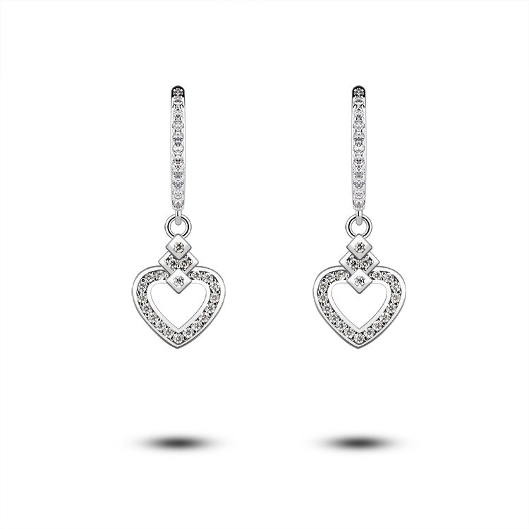 Elegantes pendientes de gota de corazón abierto para mujer, joyería de plata 925, estilo Simple elegante, perfecto para el aspecto diario