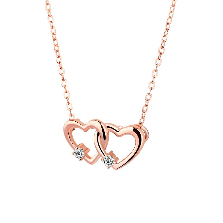 Collar con colgante de corazón clásico de oro rosa para mujer, regalo de aniversario, collar con colgante para amante, joyería de diseño