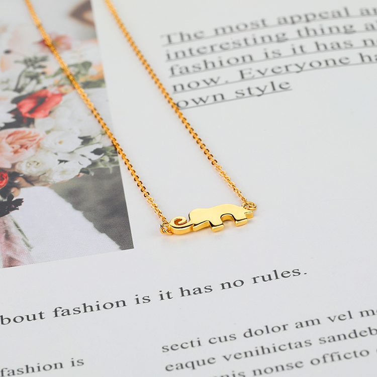 Collar con colgante de elefante delicado para mujer, cadena de clavícula fina de plata 925, joyería minimalista
