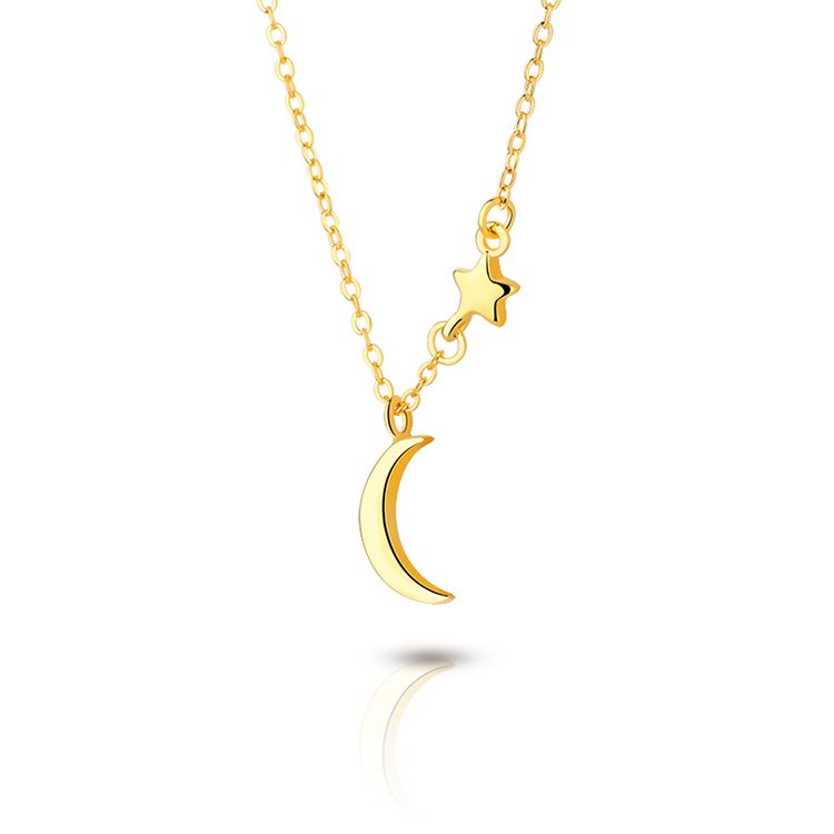 Delicado collar de luna y estrella 14K 18K chapado en oro mujeres minimalista en capas 925 plata esterlina joyería regalo
