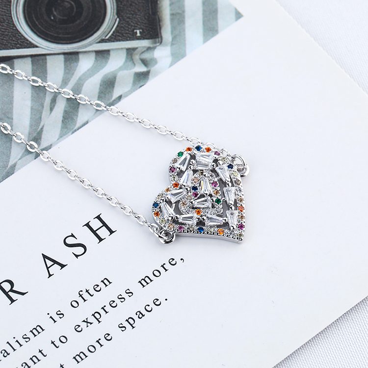 Pulsera de circón colorido de corazón de amor de Plata de Ley 925 para mujer regalo de joyería delicada de amor eterno simbólico