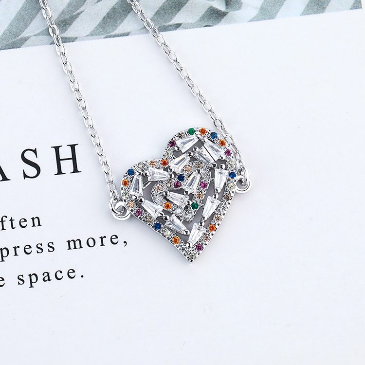 Pulsera de circón colorido de corazón de amor de Plata de Ley 925 para mujer regalo de joyería delicada de amor eterno simbólico