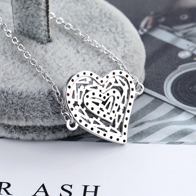 Pulsera de circón colorido de corazón de amor de Plata de Ley 925 para mujer regalo de joyería delicada de amor eterno simbólico
