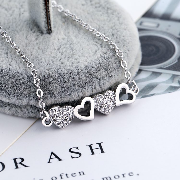 Pulsera de Plata de Ley 925 de alta calidad Pulseras en forma de corazón
