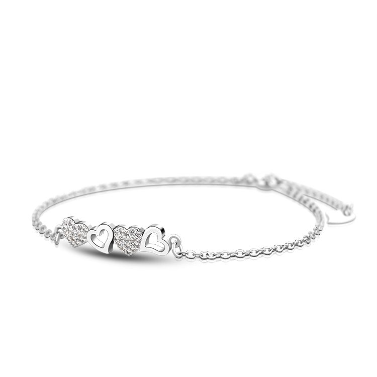 Pulsera de Plata de Ley 925 de alta calidad Pulseras en forma de coraz&oacute;n