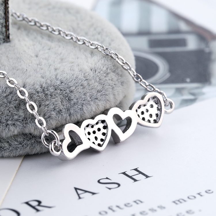 Pulsera de Plata de Ley 925 de alta calidad Pulseras en forma de corazón