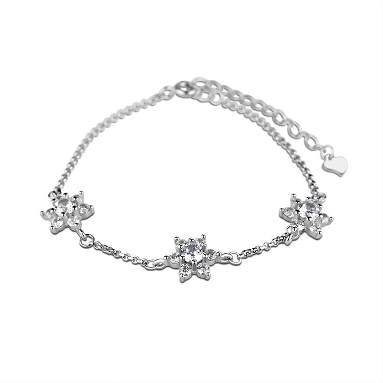 Elegantes pulseras geométricas de Zirconia cúbica con forma de flor de plata 925 para mujer, cadena delicada artesanal, regalo de joyería