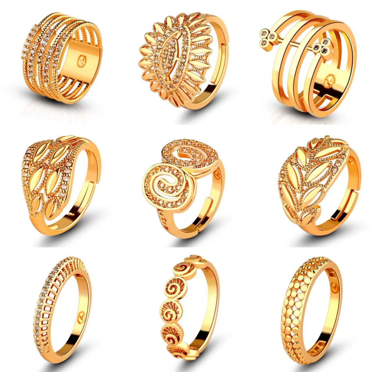 Popular anillo de circón chapado en oro de 18K para mujer Diseño complejo de plata 925 Perfecto para tiendas de regalos Venta al por mayor OEM ODM