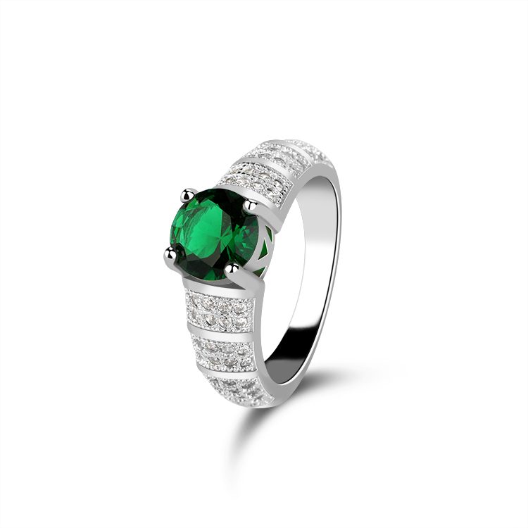 Anillo de Plata de Ley 925 con piedras preciosas verdes esmeralda para mujer, banda tallada Retro, regalo único para ella, venta al por mayor