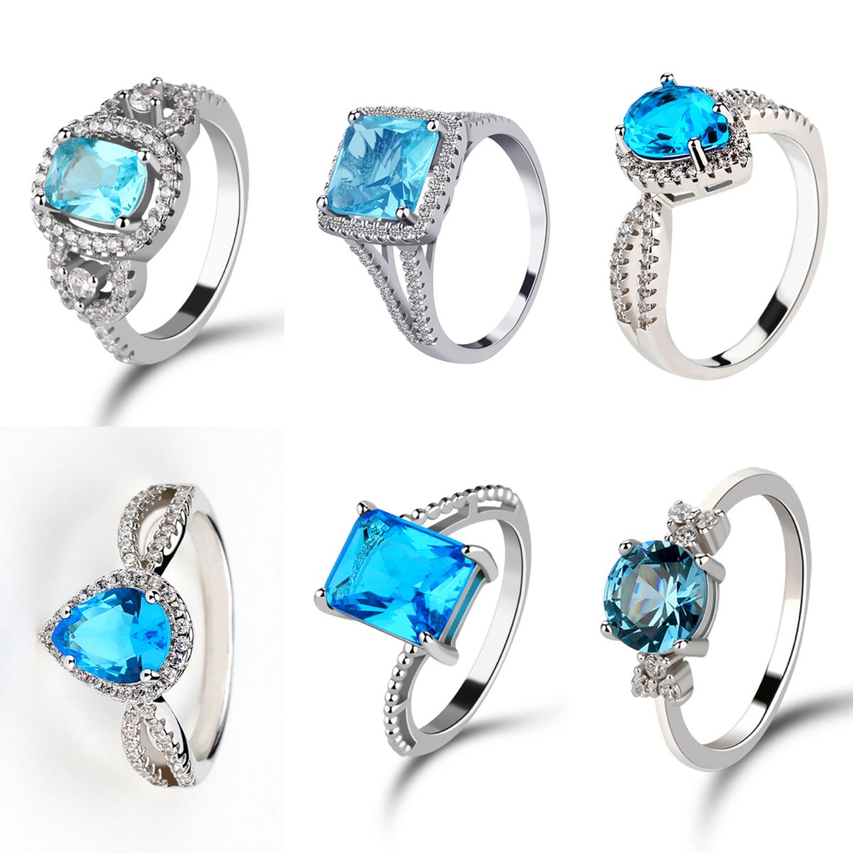 Anillo de piedra azul con estilo de Plata de Ley 925 para mujer, banda de plata de ley minimalista con Zirconia para uso diario