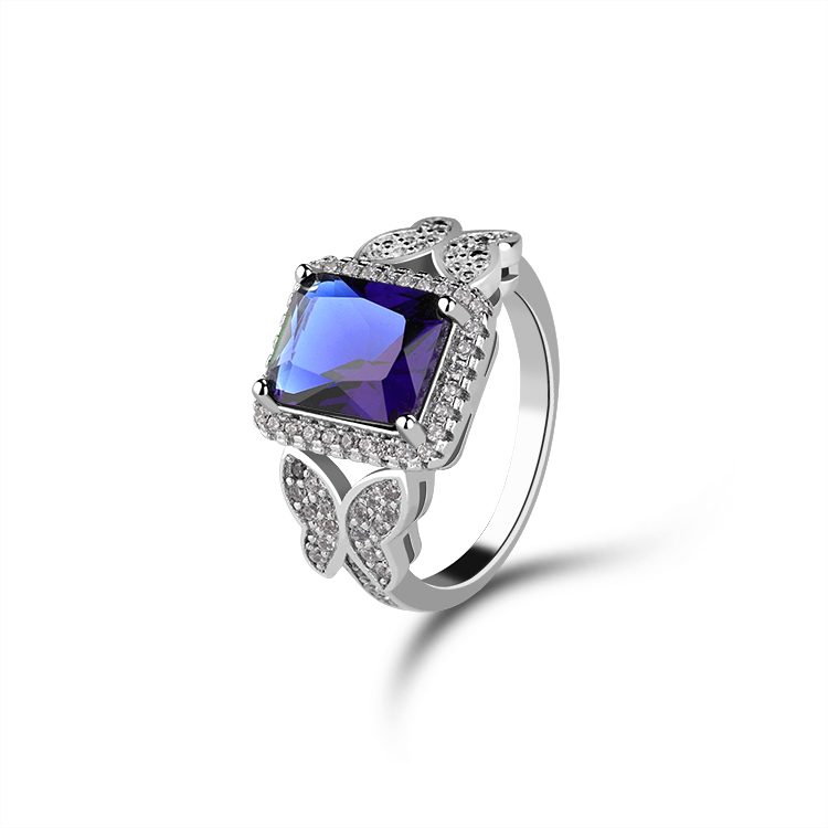 Venta Directa de Fábrica, Joyería de Plata 925, Anillo de Circonita Azul Mariposa del Mar Profundo, Estilo Vintage, Fabricante de Joyería de Plata