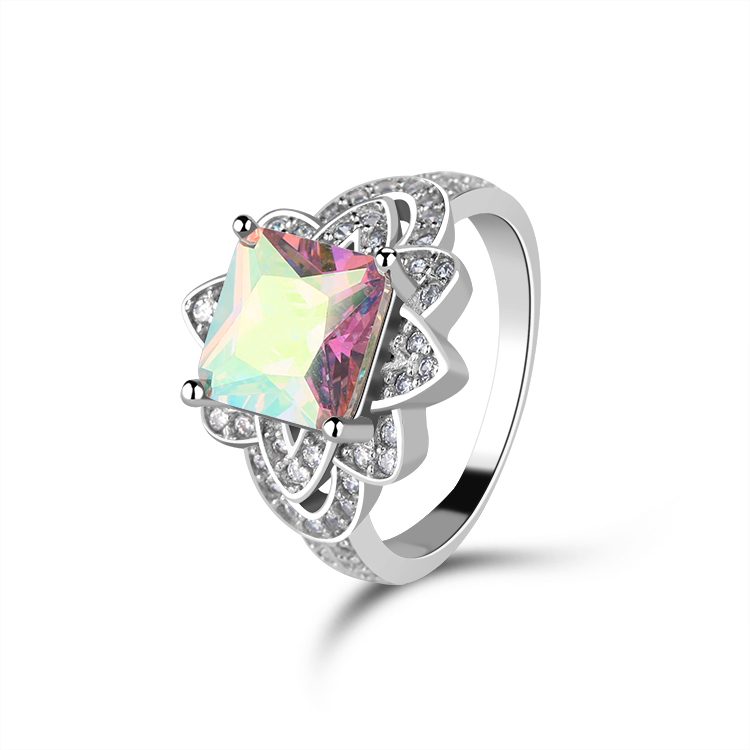 Anillo Personalizado de Plata de Ley 925, Anillo de Compromiso, Joyería con Circonitas de Colores, Diseño Único, Joyería de Plata de Ley