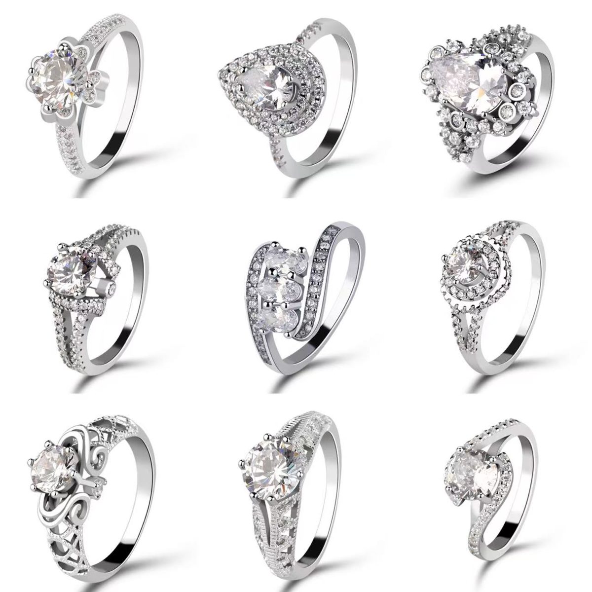Anillo llamativo de circonita transparente en plata S925 con brillo que atrapa la luz para ropa de trabajo de moda y ocasiones especiales