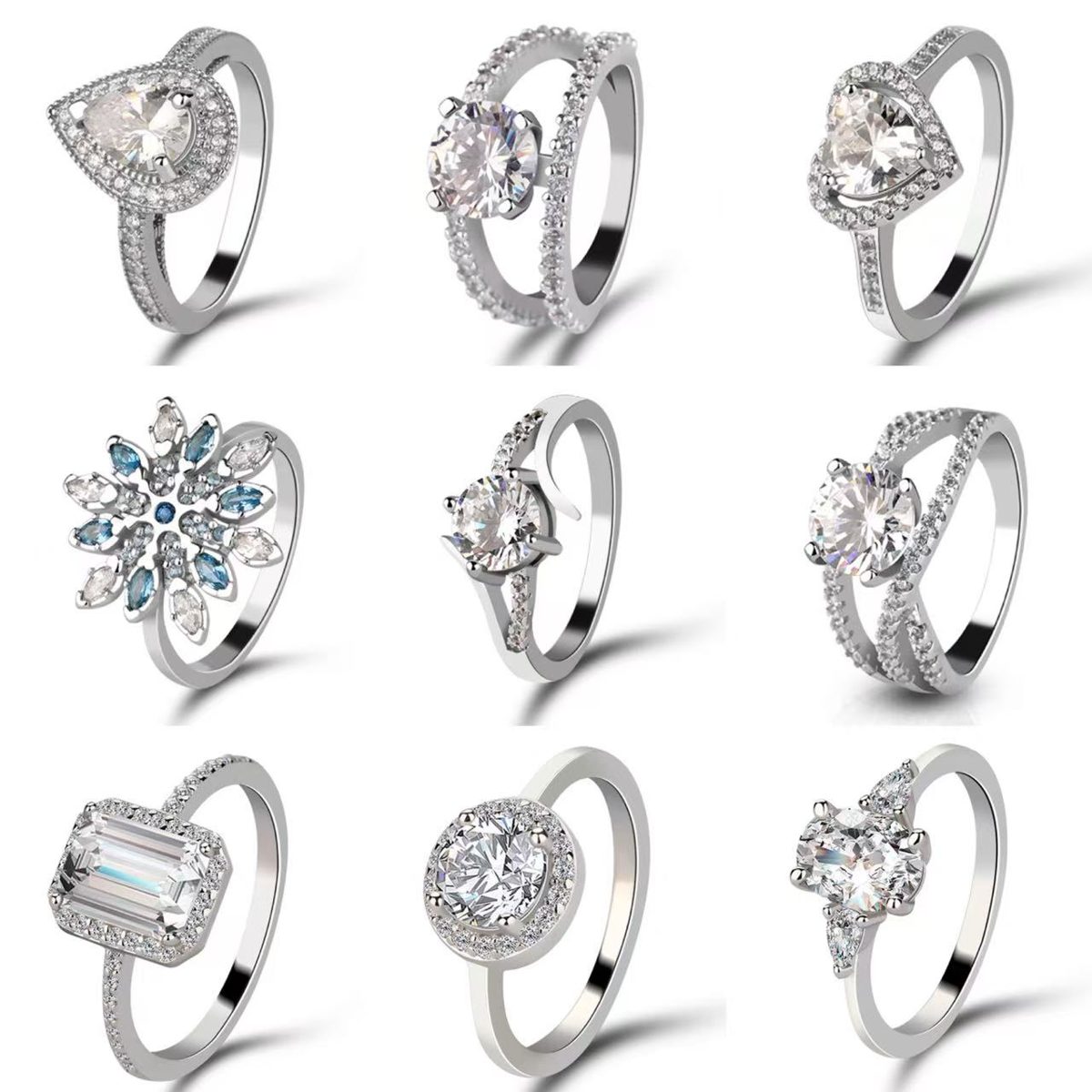 Anillo Clásico de Circonita Transparente con Detalles Pavé, Ideal para Combinar con Atuendos Diarios y para Mayoristas de Joyería de Moda