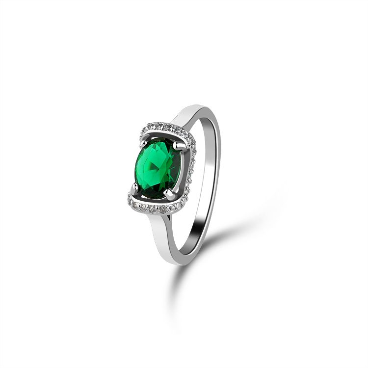 Popular anillo de Plata de Ley 925 con Esmeralda y circón transparente para mujer, diseño elegante, Ideal para fiesta de noche, venta al por mayor