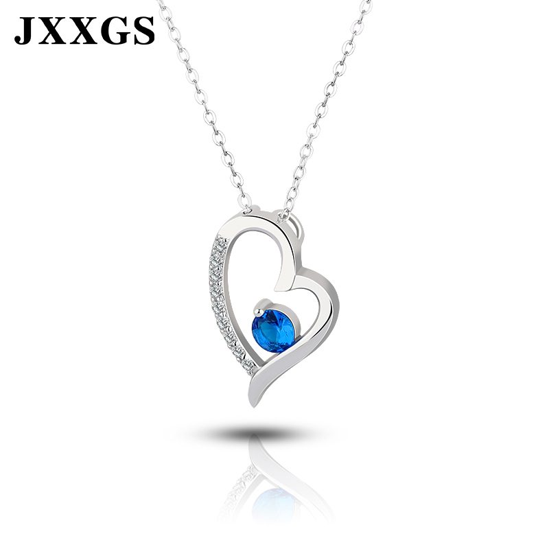 Delicado Collar con Colgante de Corazón de Plata de Ley 925 con Circonita Azul para Ella, Joyería de Regalo, Moda Hecha a Mano