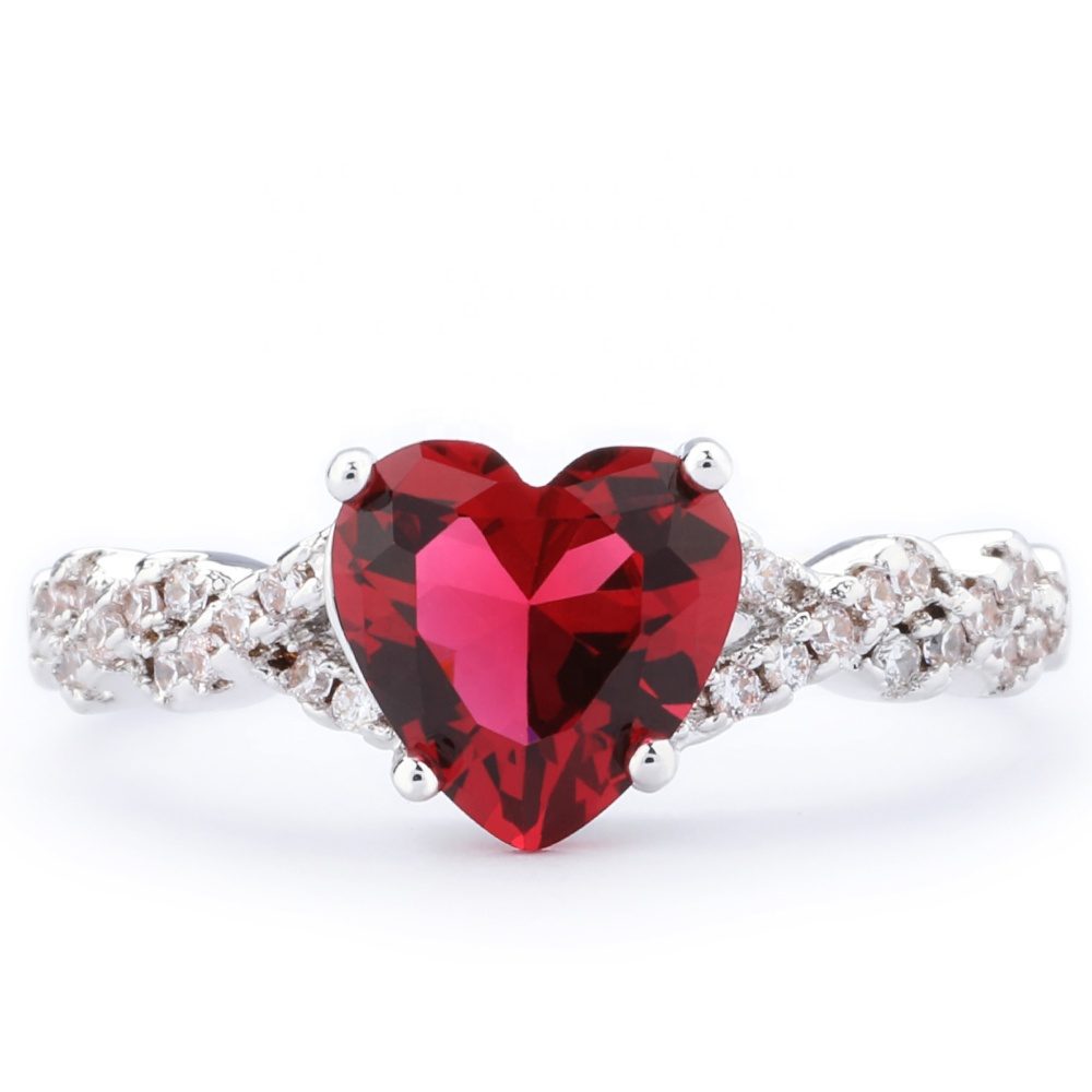Anillo de Plata de Ley 925 personalizado con forma de corazón, sortija ajustable, Circonia cúbica 5a, diamante, boda