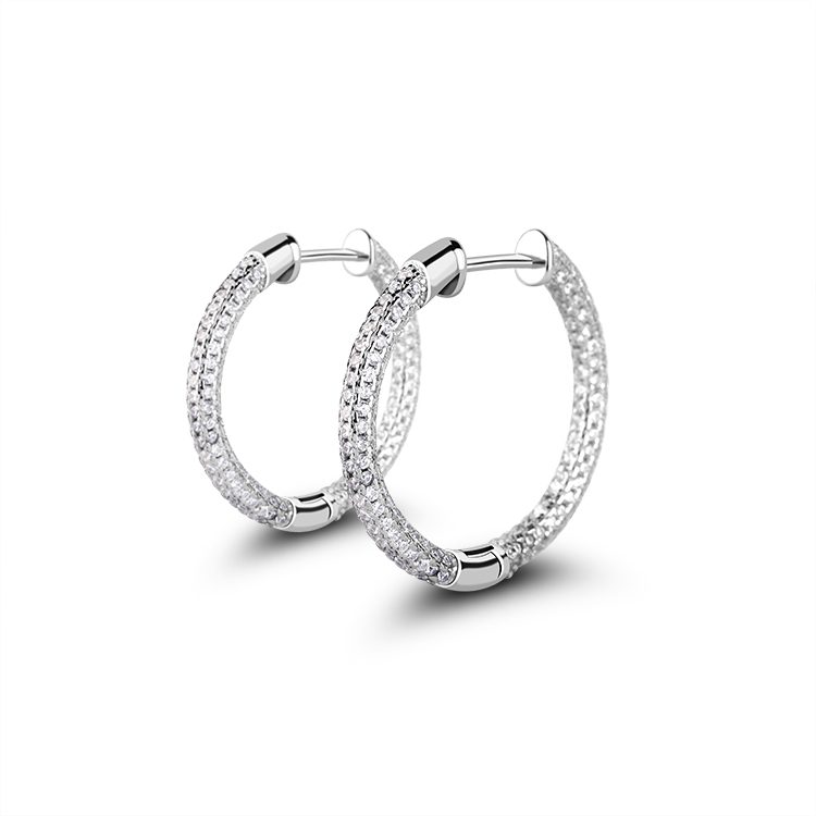 Pendientes de Aro de Plata de Ley 925 Chapados en Oro con Zirconia Redonda y Moissanita, Estilo Hip Hop, en Oferta