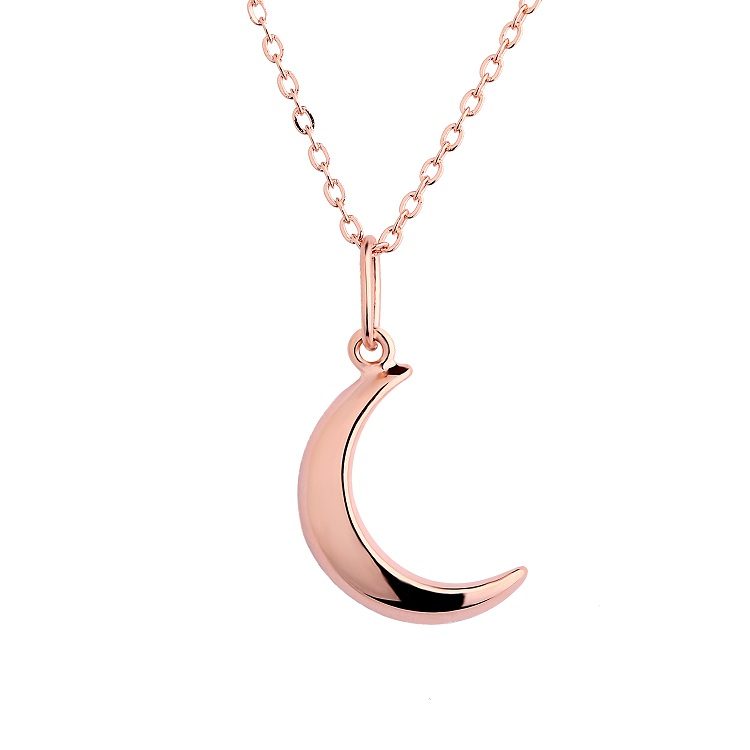 Joyería de oro personalizada para mujer, collar de Luna creciente con Topacio Azul de Londres, Collar chapado en oro de 14K real