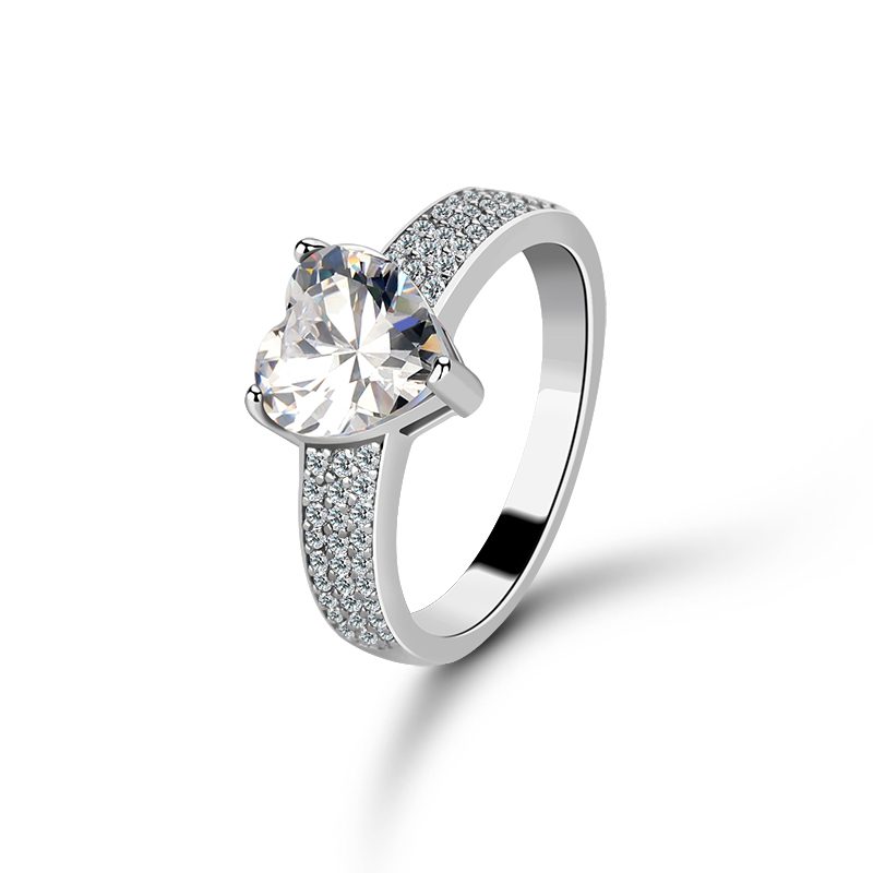 Mascota personalizada al por mayor diamante 925 plata esterlina Halo Moissanite Zircon eternidad anillo