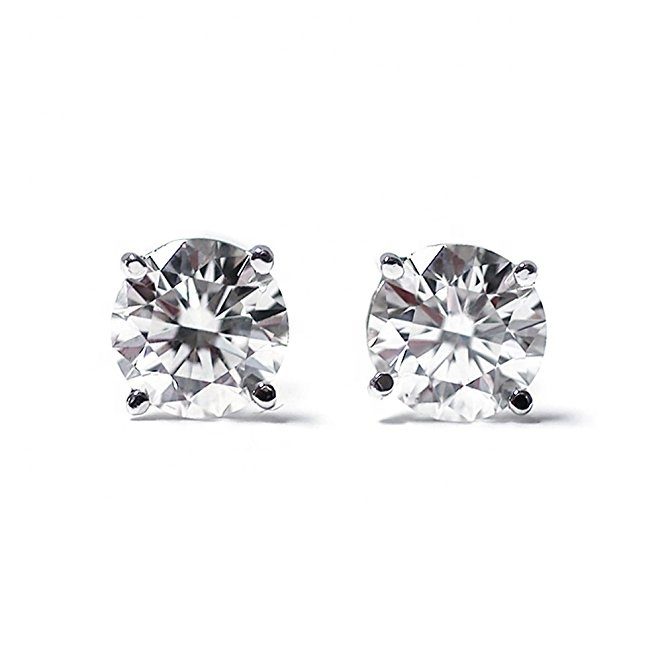 Pendientes de tuerca de diamante de circonia cúbica para mujer, de Plata de Ley 925 sólida a la moda