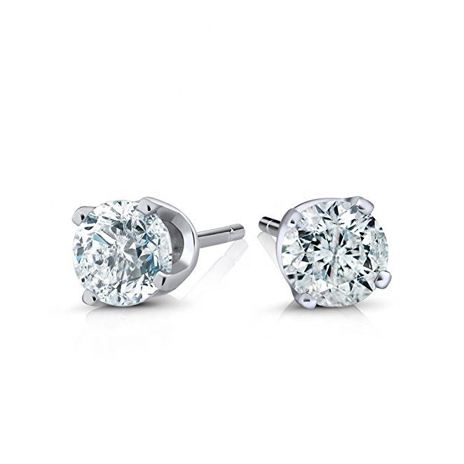 Pendientes de tuerca de diamante de circonia cúbica para mujer, de Plata de Ley 925 sólida a la moda