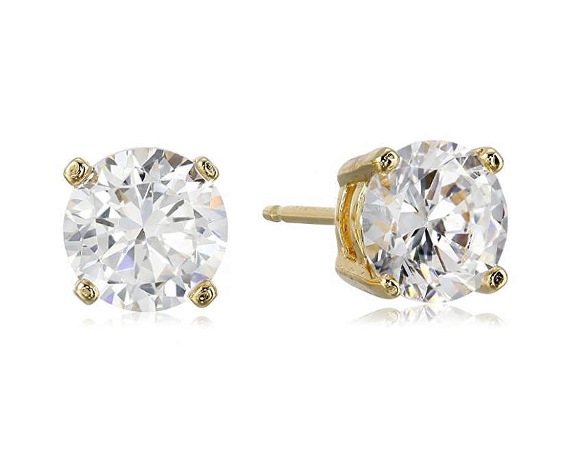 Pendientes de tuerca de diamante de circonia cúbica para mujer, de Plata de Ley 925 sólida a la moda