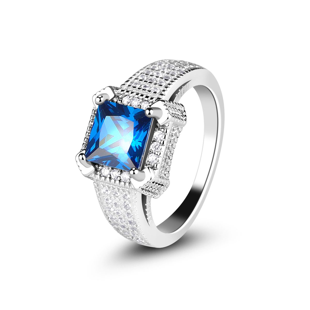 Mascot Oval Cut Big Tanzanite Custom Woman Lady Fine Sterling Silver 925 Anillo de dedo Joyería