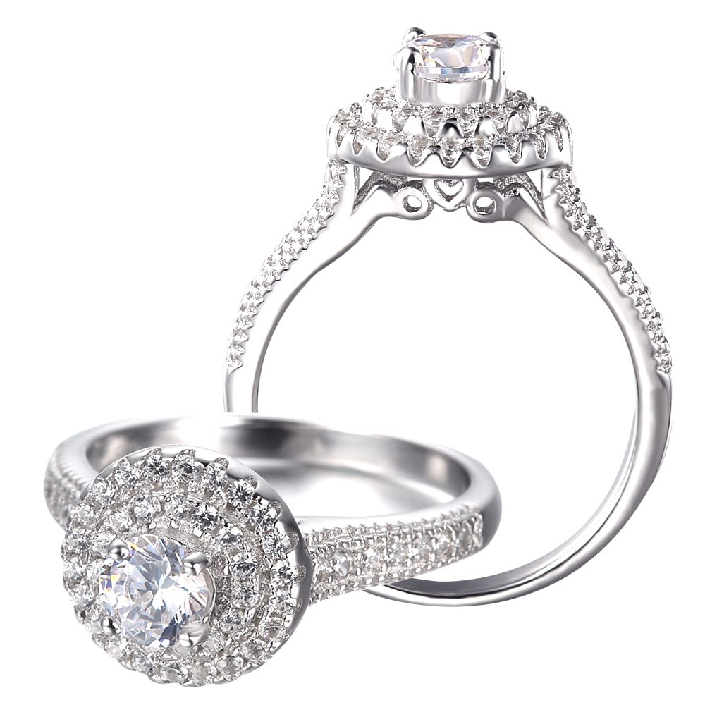 Anillos de boda de circón sintético joyería de plata al por mayor regalo para novia