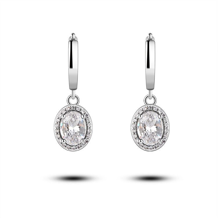 Pendientes de plata de ley 925 con zirconia cúbica, joyería de boda, venta al por mayor