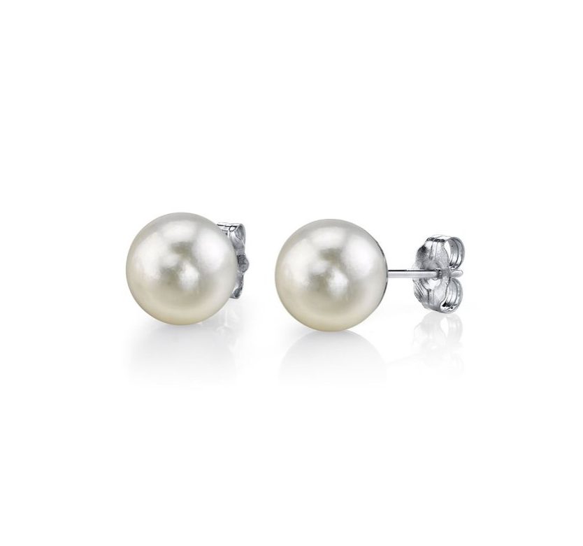 Pendiente de plata de primera ley para mujer, aretes, plata esterlina, oro blanco, 18K, perla cultivada en agua dulce, 7mm