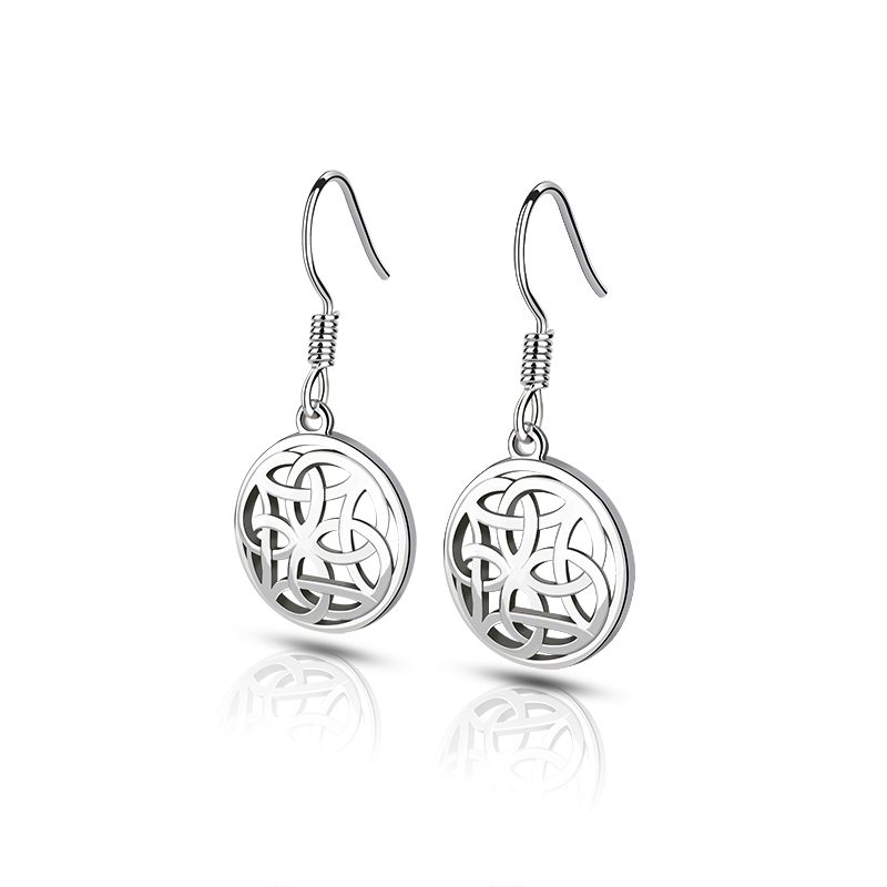 Pendientes de plata de la flor de la nieve de la mascota 925, aretes de gota circulares de plata para joyería de moda