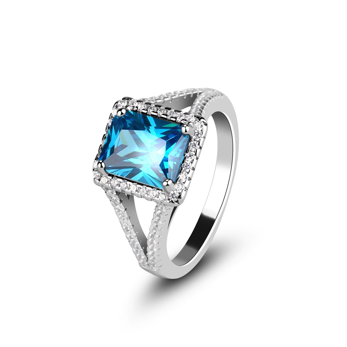 Mascot Luxury Style 925 Silver Blue Tanzanite Anillos de gemas de gran tamaño Joyería para mujeres