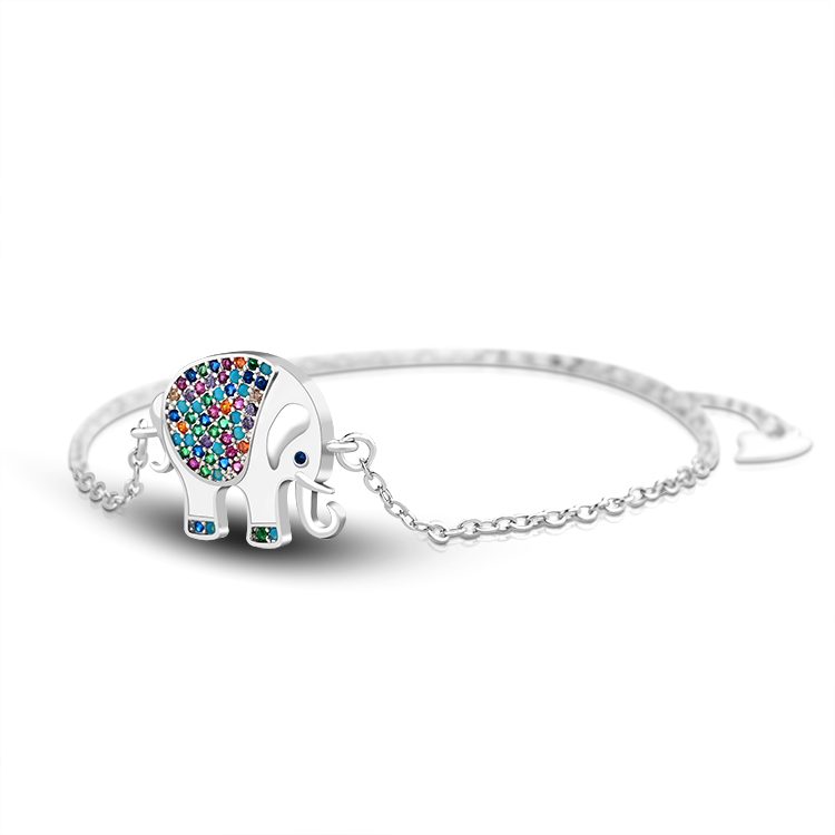 Pulsera de elefante de Cz 925 de plata de ley, cadena y pulsera de enlace, Charm ajustable de lujo, brazalete de diseñador Iced Out
